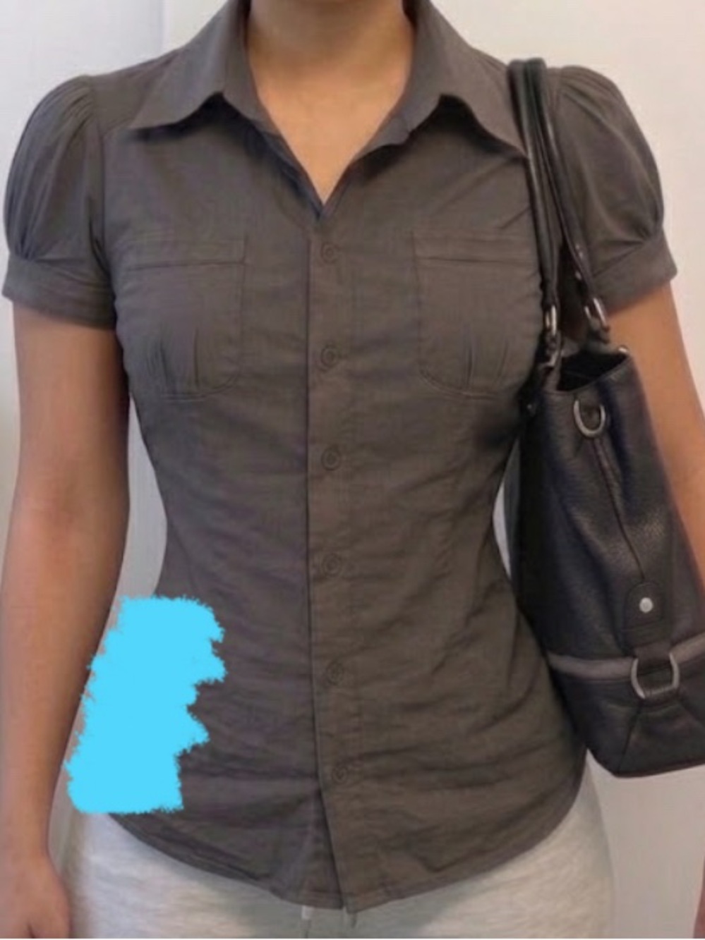 Costa Blanca Gray Short Sleeve Button-Front Shirt